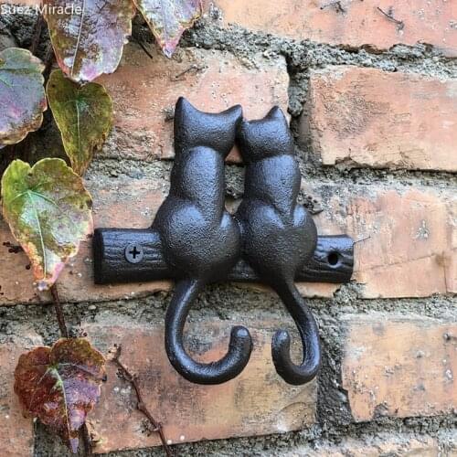Double ketty hook Wall Plaque Home Garden Outdoor Hanging Decor decorative retro shop signs Cast Iron Country Cottage House