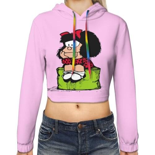 2021 new women fashion short Mafalda style hoodie cute sexy jumper hoodie Leisure Student Female Hoodies