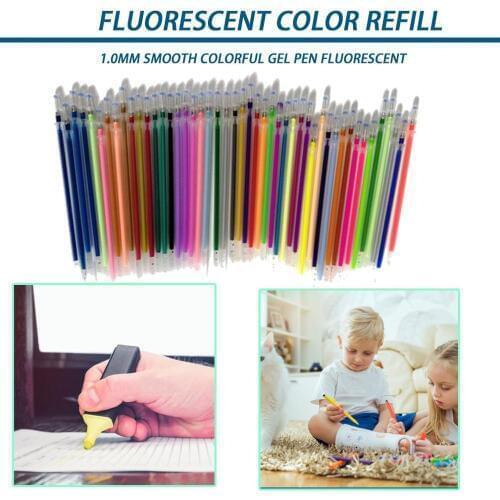 New 1.0mm Colorful Gel Pen Fluorescent Refills Color Cartridge Flash Pen Smooth Ink Painting Graffiti Pens Student Stationery