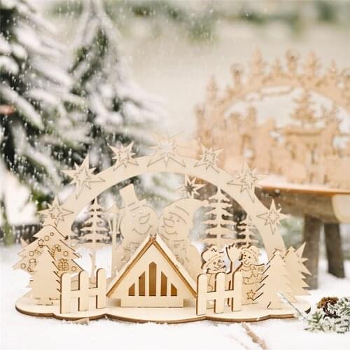 2022 New Year Gifts Natural Xmas Snowman Elk Wood Craft Navidad Ornament Noel Christmas Tree Decoration for Home Wooden Pendant