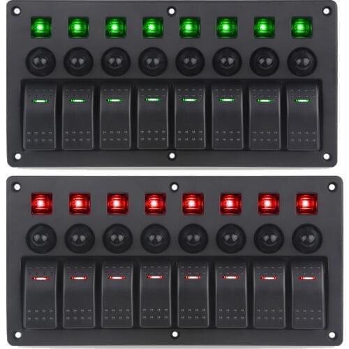 For Jeep Switch Panel 8 Gang 12V 20A 24V 10A Waterproof On-Off 5pin Boat Marine Car 12v Rocker Led Panel Switch With Breakers