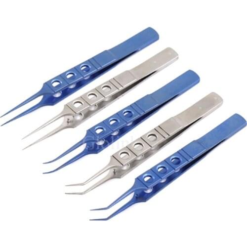 12 Designs Micros Stainless Steel Titanium Alloy 11CM Dovetailed Straight/bend Head Tweezers Platforms Ophthalmic Forceps