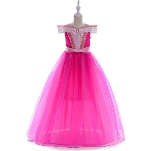 Dress for Girl Kids Princess Costumes Children Layered Appliques Pink Ball Gown Kid Halloween Party Fancy Dresses