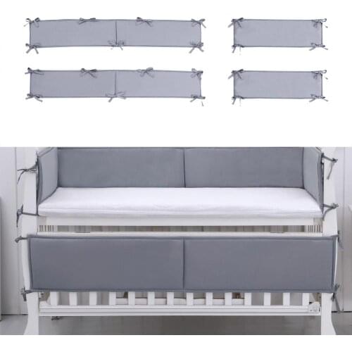 Crib Liner Heighten Solid Color Washable Toddler Bed Accessory 4pcs For Boys Girls Baby Crib Bumper Guard Pad Nursery Bedroom