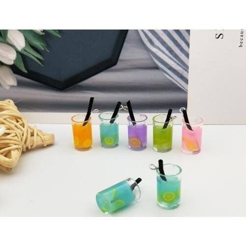 10pcs 3D Lemon Wine Bottle Resin Charms Pendants Juice Drink Bottle Charms Floating DIY Making Earring Jewelry Accessories FX198