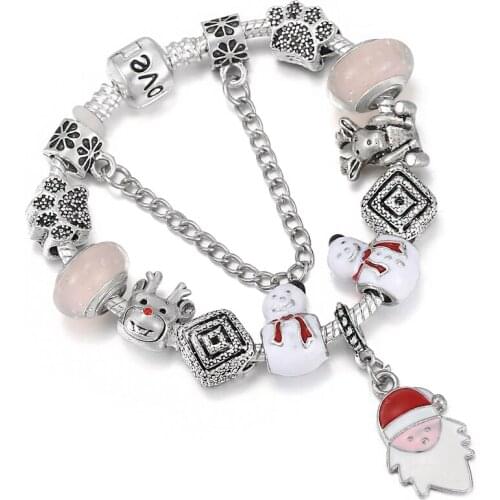 Simple Silver Plated Snake Bone Chain Ladies Brand Bracelet DIY Snowman Rich Deer Jewelry Fine Bracelet Women Jewelry Gifts