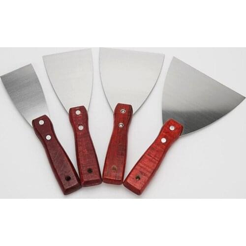 Scraper For Paint Removal Stainless Steel Scraper Putty Knives with Wooden Handle for Taping Paint Wall Floor Tile 4pcs