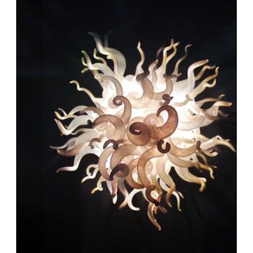 Modern Hand Blown Glass Chandelier Lighting LED Bulbs Lustre Suspension Luminaire Pendant Lamps for Dining Room Round 20 Inch