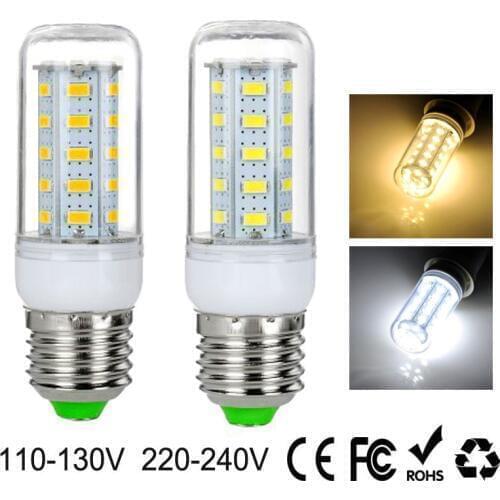 E27 LED Lamp E14 LED Bulb SMD5730 110V 220V Corn Bulb 24 36 48 56 69 72LEDs Chandelier Candle LED Light For Home Decoration