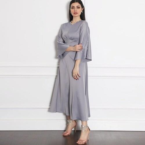 U-cn Kaftan Dubai Abaya Turkey Femme Arabic Hijab Muslim Robe Satin Dress African Dresses Abayas For Women Islamic Clothing