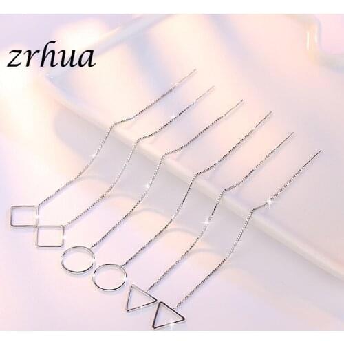 ZRHUA 2020 New Arrival Silver Color Ladies`Drop Earrings Long Jewelry Brincos Birthday Gift wholesale Bijoux for Women