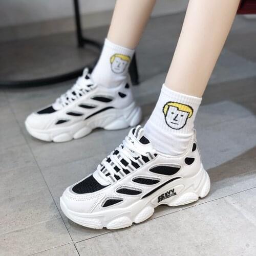 2021 New Spring Autumn Woman Vulcanize Shoes Black White Ladies Sneakers Breathable Mesh Shose Womens Lightweight Walking Shoe