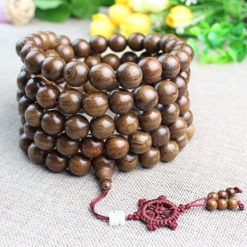Golden Silk Sandalwood Prayer 108 Solid Wood Wenwan Men and Women Hand-Held Beads