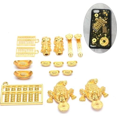 1/2/5Pcs Alloy Lucky Crafts Gold Ingot Abacus Lucky Yuanbao Fengshui Decor Metal Crafts Feng Shui Auspicious Lucky Crafts