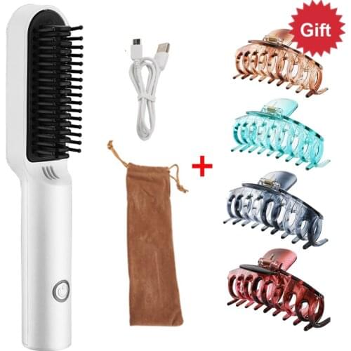 2 In 1 Constant Temperature Hair Curler Straightening Comb Curler USB Charging Curl Machine Curling Tube Hair Styling Tools