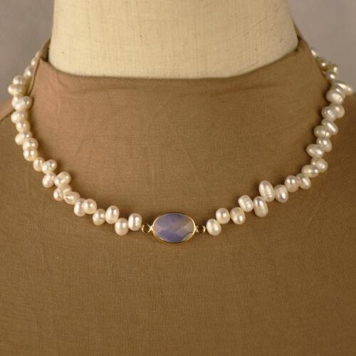 2019 Last Season Freshwater Pearl Necklace Choker Delicate Elegant Real Baroque Pearl Stone Charm Necklace for Women