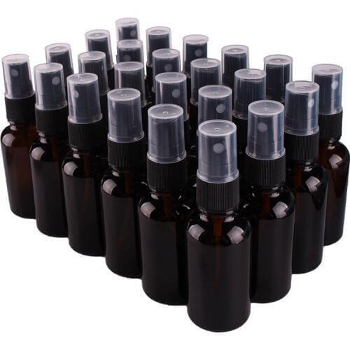 24pcs 30ml Amber Glass Spray Bottle w/ Black Fine Mist Sprayer essential oil bottles empty cosmetic containers