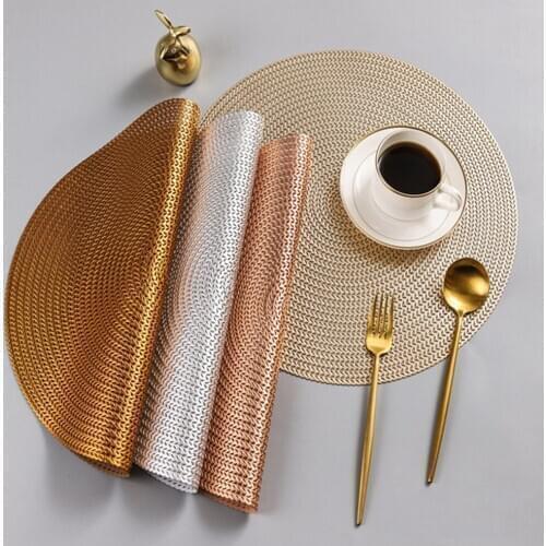 38CM Round PVC Placemat Dinner Table Mat Anti-scalding Insulation Hotel Restaurant Table Mats Pad Kitchen Accessories 3 Colors