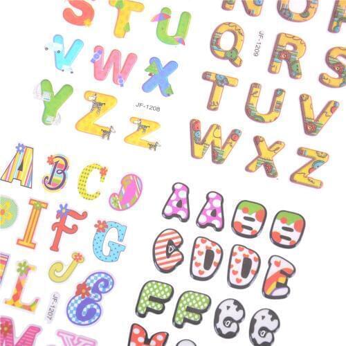 26 English Letters 6pcs/lot 3D Cartoon Kids Rooms Bubble Stickers School Study Scrapbook Puffy PVC Stickers RANDOM