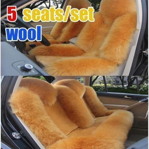 5 seats/set long sheep fur car seat cover cushion new arrival fashion and warm real wool car seat cover cushion