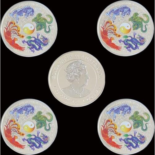 5PCS Beatuiful Chinese Ancient Myhical Creatureb 1OZ Silver Coin Elizabeth II For Collection
