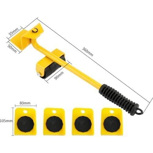 High Quality 5 In 1 Moving Heavy Object Handling Tool Household Furniture Mobile Device Labor Saving Crowbar Hand Tool Set