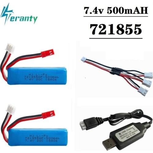 7.4V 500mAh Lipo Battery and battery charger for WLtoys A202 A212 A222 A232 A242 A252 4WD RC toys Car model parts