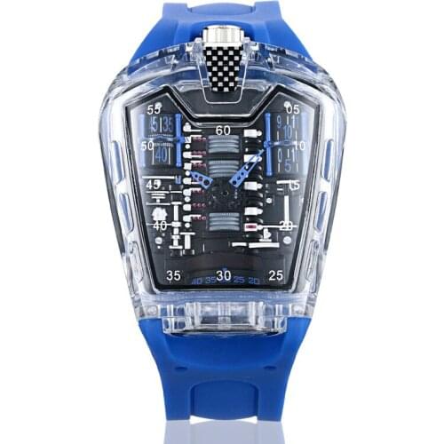King Shidun Genuine Trend Personality Transparent Mens Watch Silicone Band Quartz Watch Student Sports Fashion Watch WA107