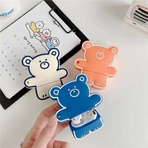 Earphone Case For AirPods Case 3D Cartoon Bear Silicone Cover for Apple Airpods 2 Cute Earbuds Bag for Earpods Cases Accessoires