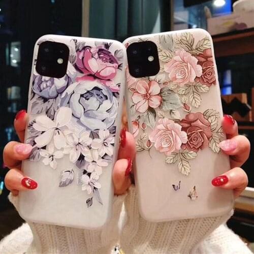 Roseflower moscado 3D Flower silicon case for iPhone 11 Pro Max x xrxs Max 7 8 6 6S plus se color flower soft TPU back cover