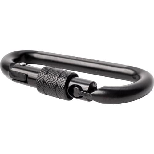 D-Shape 30KN Screw Locking Carabiner Rock Climbing Equipment CE Certified Black