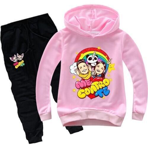 Children Clothes Set Cartoon Me Contro Te Print Hoodies Baby Boy Girl Long Sleeve T-shirt Sweatshirt+Pants 2pcs Outfit Kids Suit