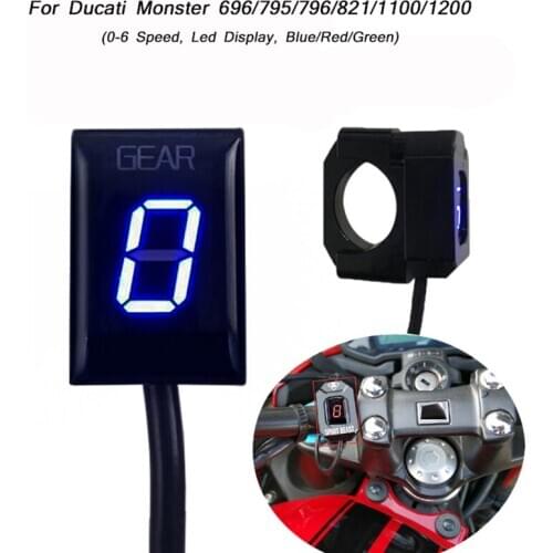 For Ducati Monster 696/795/796/821/1100/1200 Motorcycle LED Red/Blue/Green Display 0-6 Speed Level Ecu Plug Mount Kit Waterproof