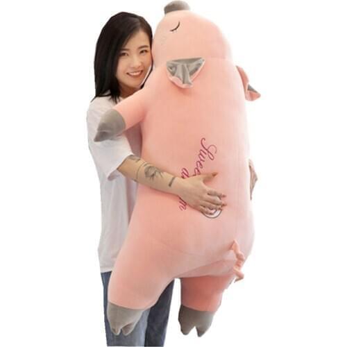 Fancytrader 47'' Kawaii Giant Plush Piggy Pillow Cute Stuffed Fat Pig Toy Doll Sleeping Pillow for Kids Girls Gift 120cm
