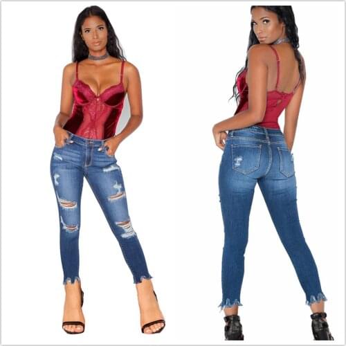 Womens Ripped Jeans HAOHUO China