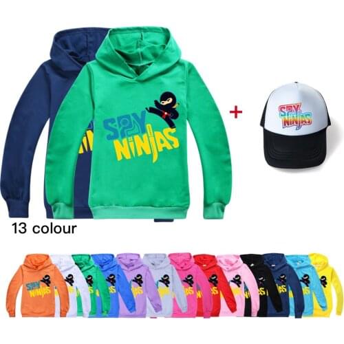 SPY NINJAS Boys Hoodies Tees Cotton Boys Spring Clothes Shirts for Teenage Girls Anime Cosplay T-Shirt+sun Cap Kids Hooded Top