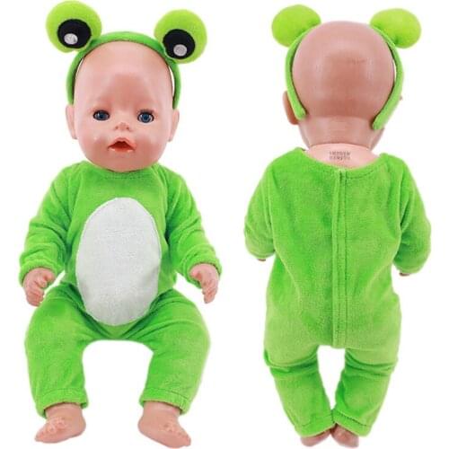 Doll Cute Animals Green Frog Suits New Style Clothes Fit 18 Inch American & 43cm Reborn Dolls ,Our Generation,Christmas Gift