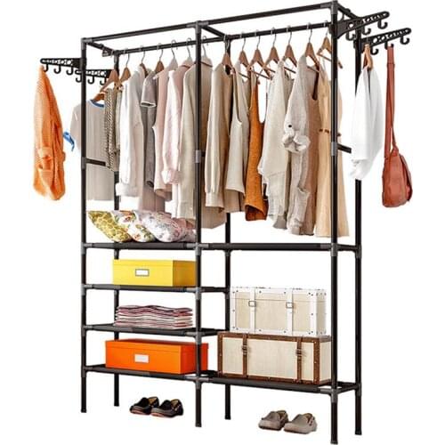 Multifunctional Garment Rack Metal Clothes Coat Shoe Storage Shelf Practical Clothes Drying Hanger Clothes Stand (White)