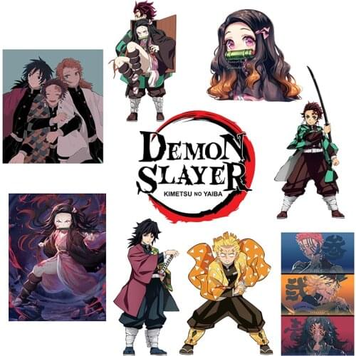 Fashion Japan Anime Star Demon Slayer Anime patch Iron on patches thermo-stickers for children heat transfer stickers