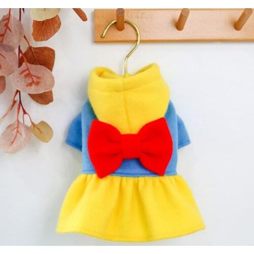 Cartoon Dog Clothes Bowknot Clothing for Dogs Dresses Small Super Pet Outfits Autumn Princess Skirt Girls