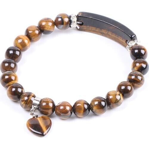 New Handmade Lovely Love Pendant Bracelet for women Natural Stone Bracelet Womens Natural Labradorite 8mm Elastic Cord Jewelry