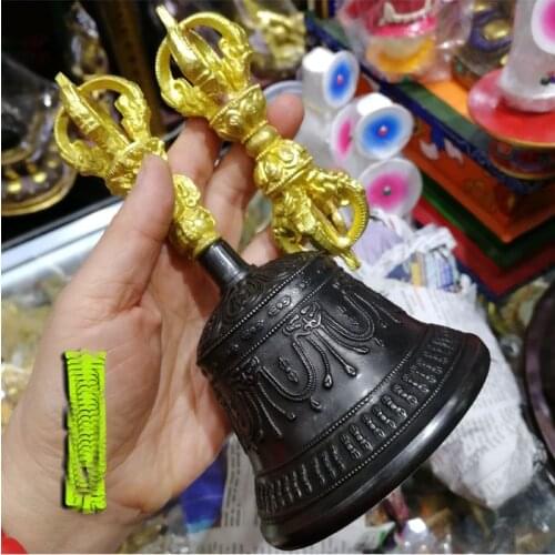 Wholesale Buddhist articles # Practice of Tantric ritual #Large Tibetan Nepal Gold gilding Jin Gangchu Vajra buddha vajra bell