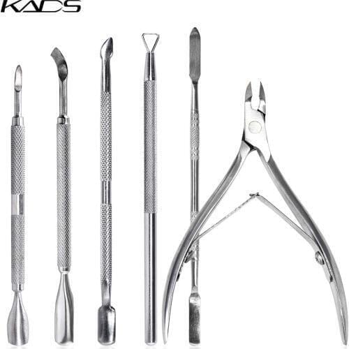 KADS 1pcs Dual-end Stainless Steel Nail Art Cuticle Pusher Dead Skin Remover Clipper Tweezer Manicure Pedicure Cleaner Nail Tool