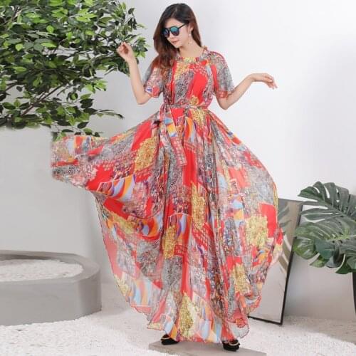 Short Sleeve Summer Dress Women Clothes 2020 Elegant Long Dresses Floral Print Boho Maxi Dress Beach African Print Sexy Dresses