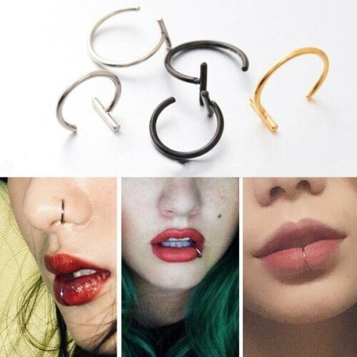 Fake Ear Hoop Nose Ring Ear Tragus Cartilalge Piercing Labret Lip Ring Nipple Shield Ring Body Jewelrys Piercings