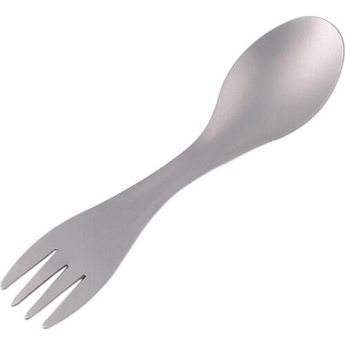 Portable Titanium Double Ended Spoon Fork Cutlery for Outdoor Picnic Camping HIking cycling running fishing hunting Tableware
