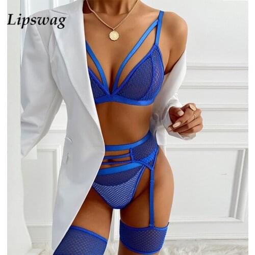 2021 Sexy High Waist Lace Underwear Set Two-piece Perspective Wear Sexy Set Ladies Underwear Set Push Bra Ladies Sexy Pajamas