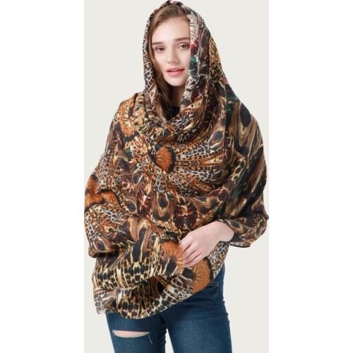 Luxury Peacock Pattern Hijab Scarf Women Bright Foulard Print Large Shawl Scarf Autumn NEW [6811]