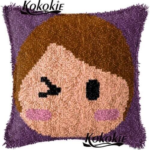 Handmade embroidery pillow latch hook cartoon cushion diy rug throw pillow Embroidery cross-stitch Needlework Pillowcase