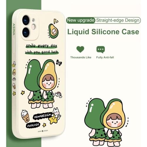 ASINA Straight-sided Edge Case For iPhone 12 Pro Max XS Max XR X 6 7 8 Plus SE2 Soft Silicone Square Cartoon Capa For iPhone 11